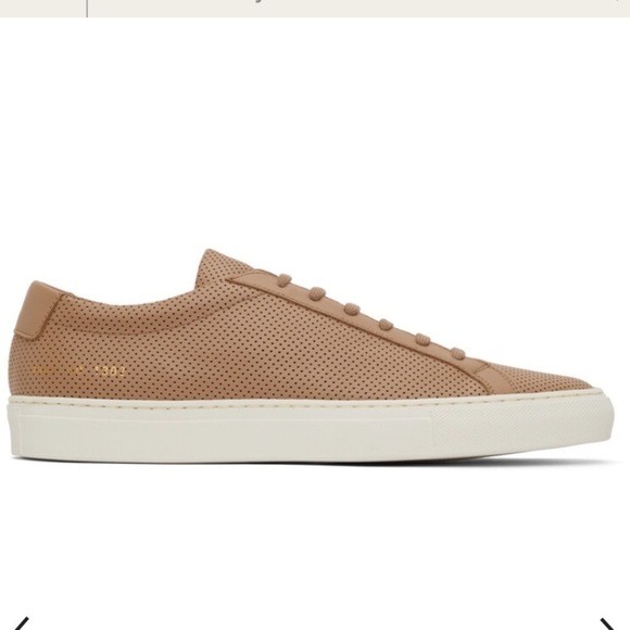 Common Projects Tan Perforated Achilles Low Sneakers Suede camel color 39 9 - Picture 7 of 16